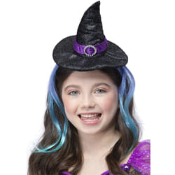 Smiffys Girls Glitter Witch Headband With Hair