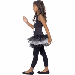 Smiffys Girls Skeleton Costume Tutu Dress - 4-6 Years, Black