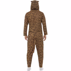 Smiffys Unisex Adult Tiger Costume Jumpsuit - L, Brown