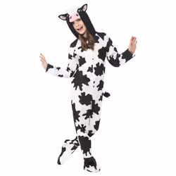 Smiffys Childrens/Kids Cow Costume Suit - 10-12 Years, White/Black