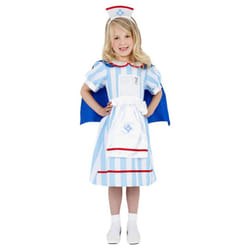 Smiffys Girls Nurse Vintage Costume - 4-6 Years, Blue/White
