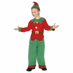Smiffys Childrens/Kids Elf Christmas Costume - 10-12 Years, Red/Green