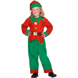 Smiffys Childrens/Kids Elf Christmas Costume - 10-12 Years, Red/Green