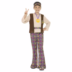Smiffys Boys Hippie Costume Set - 4-6 Years, Multicoloured