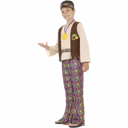 Smiffys Boys Hippie Costume Set - 4-6 Years, Multicoloured