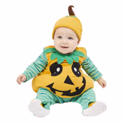 Smiffys Baby Pumpkin Costume - 6-9 Months, Green/Orange