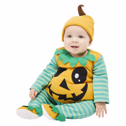 Smiffys Baby Pumpkin Costume - 6-9 Months, Green/Orange