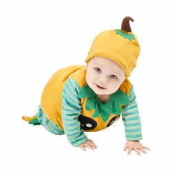 Smiffys Baby Pumpkin Costume - 9-12 Months, Green/Orange