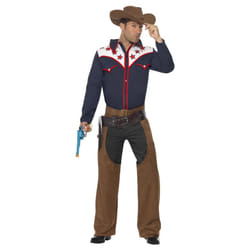 Smiffys Unisex Adult Rodeo Cowboy Costume Set - L, Blue/Brown