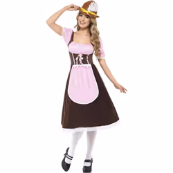 Smiffys Womens/Ladies Tavern Long Costume Dress - L, Brown/Pink