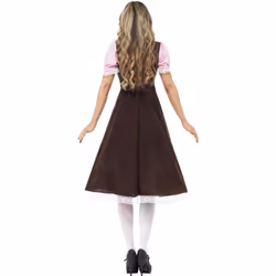 Smiffys Womens/Ladies Tavern Long Costume Dress - M, Brown/Pink