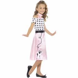 Smiffys Girls 50s Poodle Costume Set - 4-6 Years, Pink
