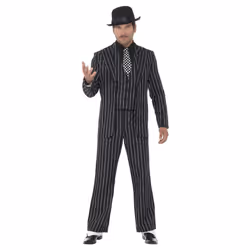 Smiffys Mens Gangster Vintage Costume Set - XL, Black