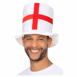 Smiffys Unisex Adult Deluxe England Flag Top Hat