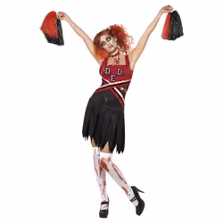 Smiffys Womens/Ladies High School Horror Cheerleader Costume - 6 UK - 4 UK, Red/Black