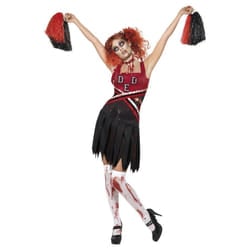 Smiffys Womens/Ladies High School Horror Cheerleader Costume - 6 UK - 4 UK, Red/Black