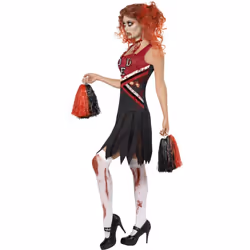 Smiffys Womens/Ladies High School Horror Cheerleader Costume - 6 UK - 4 UK, Red/Black