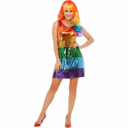 Smiffys Womens/Ladies Rainbow Glitter Costume Dress - S, Multicoloured