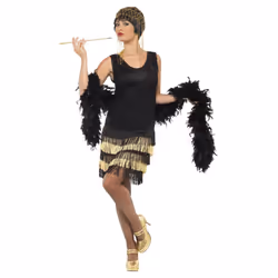 Smiffys Womens/Ladies 1920s Flapper Costume Dress - L, Black/Gold