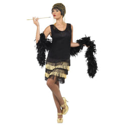 Smiffys Womens/Ladies 1920s Flapper Costume Dress - L, Black/Gold