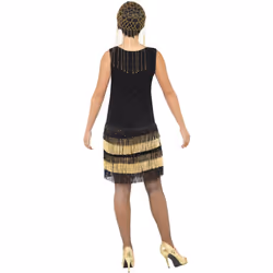 Smiffys Womens/Ladies 1920s Flapper Costume Dress - L, Black/Gold