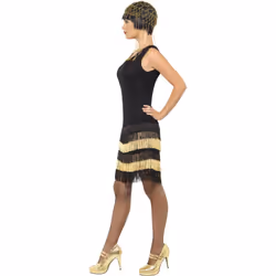 Smiffys Womens/Ladies 1920s Flapper Costume Dress - L, Black/Gold