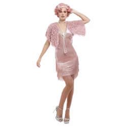 Smiffys Womens/Ladies Deluxe 20s Vintage Flapper Costume Set - M, Pink