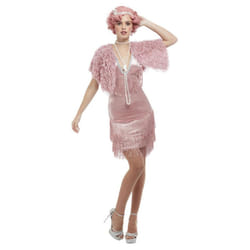 Smiffys Womens/Ladies Deluxe 20s Vintage Flapper Costume Set - M, Pink