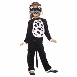 Smiffys Girls Cat Costume Set - 4-6 Years, Black/White