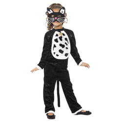 Smiffys Girls Cat Costume Set - 4-6 Years, Black/White