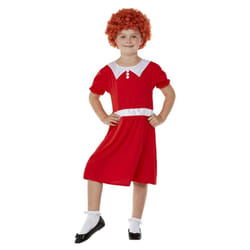Smiffys Girls Singing Orphan Costume Set - 7-9 Years, Red
