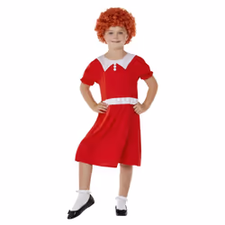 Smiffys Girls Singing Orphan Costume Set - 4-6 Years, Red