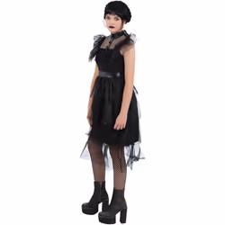Smiffys Girls Gothic Prom Costume Dress - 13-14 Years, Black