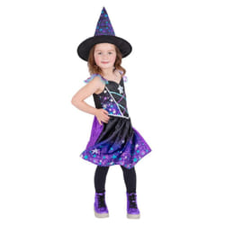 Smiffys Girls Starry Night Witch Costume Set - 4-6 Years, Black/Purple