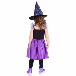 Smiffys Girls Starry Night Witch Costume Set - 4-6 Years, Black/Purple