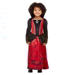 Smiffys Girls Vampire Costume Dress - 3-4 Years, Red/Black