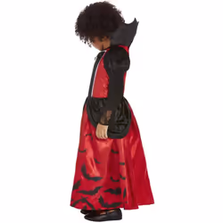 Smiffys Girls Vampire Costume Dress - 3-4 Years, Red/Black