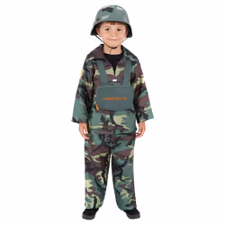 Smiffys Boys Army Costume - 4-6 Years, Camouflage Green