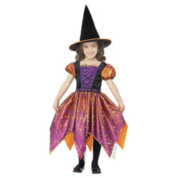 Smiffys Girls Witch Moon & Stars Costume Set - 10-12 Years, Black/Orange/Purple