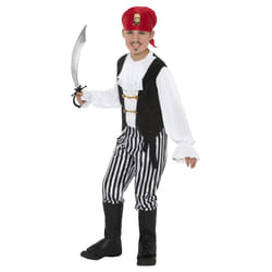 Smiffys Childrens/Kids Pirate Costume Set - 7-9 Years, White/Black