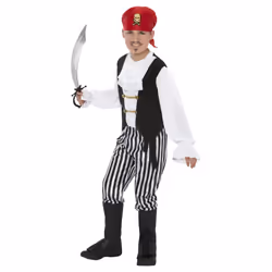 Smiffys Childrens/Kids Pirate Costume Set - 4-6 Years, White/Black