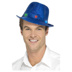 Smiffys Unisex Adult Sequin Light Up Trilby - One Size, Blue