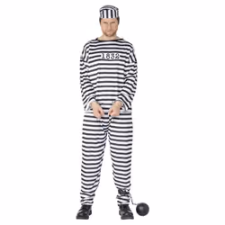 Smiffys Mens Convict Costume - M, White