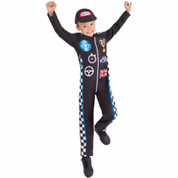 Smiffys Childrens/Kids Racing Driver Costume Set - 10-12 Years, Black