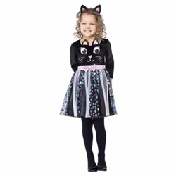 Smiffys Girls Cat Costume Set - 4-6 Years, Black/Pink