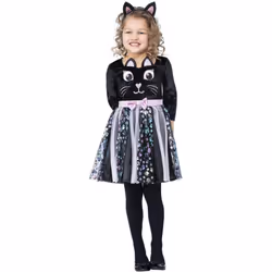Smiffys Girls Cat Costume Set - 4-6 Years, Black/Pink