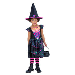 Smiffys Girls Star Witch Polyester Costume Set - 4-6 Years, Black/Pink/Neon