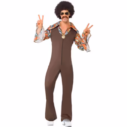 Smiffys Mens Groovy Boogie Costume Set - M, Brown