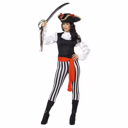 Smiffys Womens/Ladies Pirate Costume Set - M, Black/White
