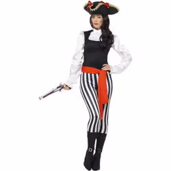 Smiffys Womens/Ladies Pirate Costume Set - S, Black/White